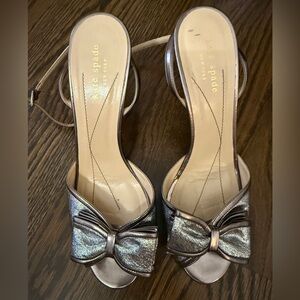 Kate Spade Shimmering Silver Bow Sandals